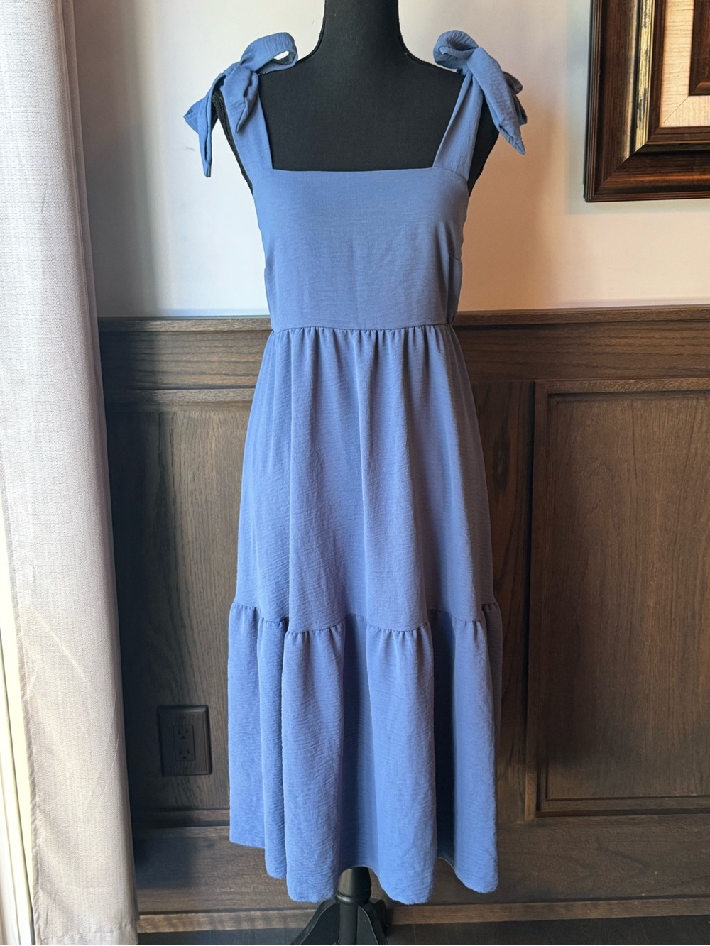 See You Monday light blue Tie-Shoulder Midi Dress large - Picture 1 of 9